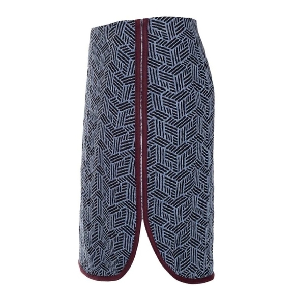 COP COPINE Melofeebis Jacquard Graphic‎ Mini Skirt Blue Women 40 EU Faux Leather - Picture 5 of 14